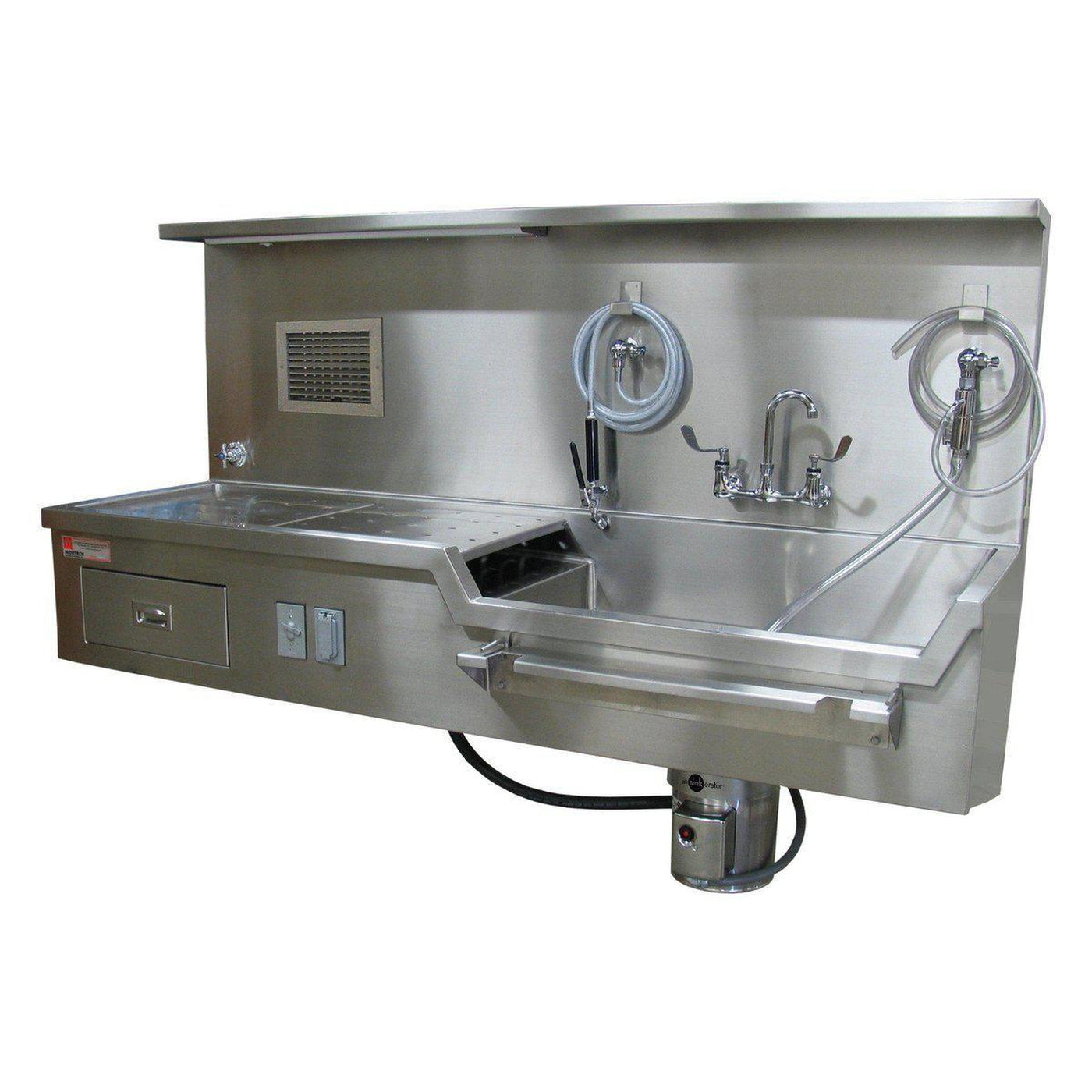 Wall Mount Autopsy Station, Right Sink-Sink Station-Mortech Manufacturing Company Inc. Quality Stainless Steel Autopsy, Morgue, Funeral Home, Necropsy, Veterinary / Anatomy, Dissection Equipment and Accessories