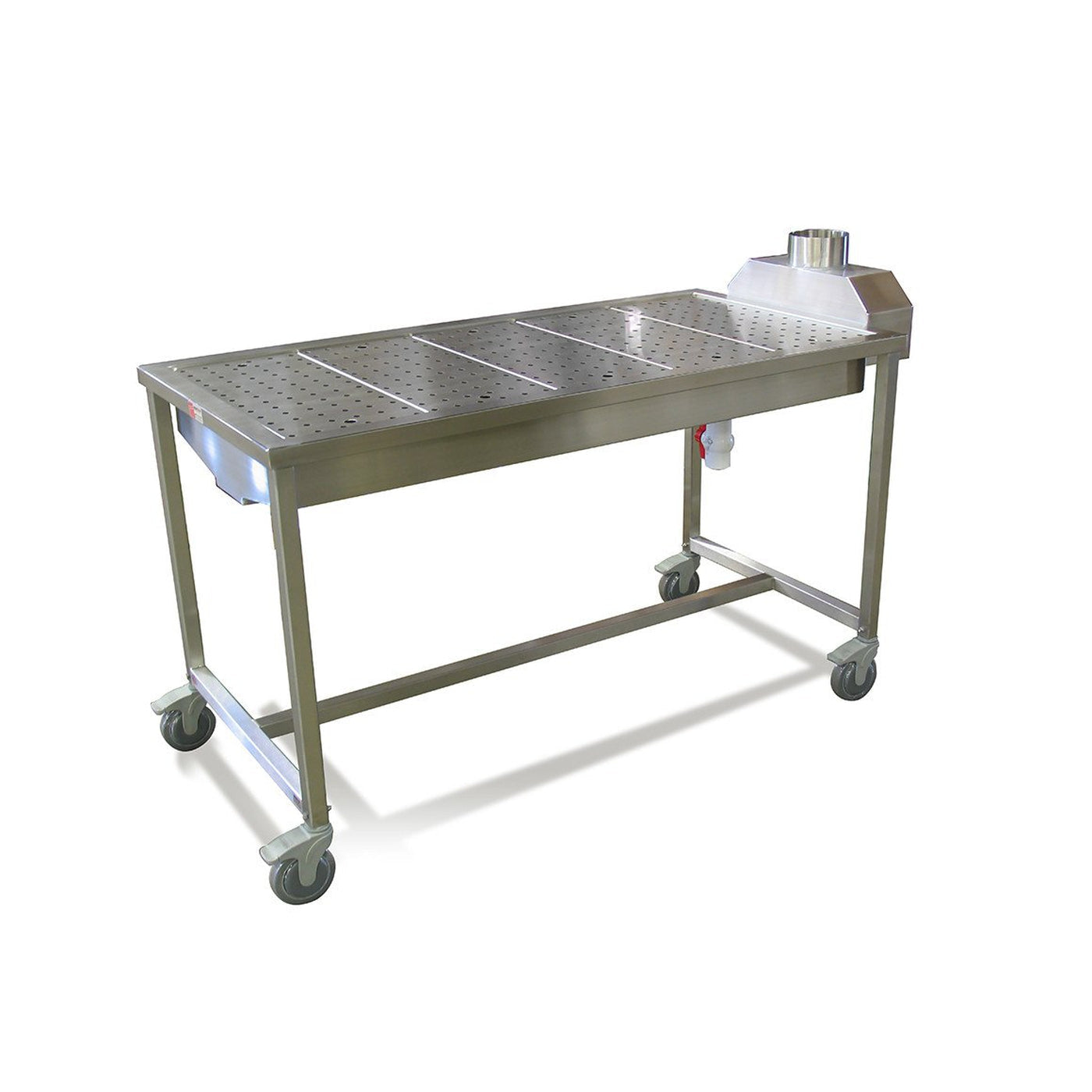 Mobile Downdraft Necropsy Table-Necropsy Dissection Tables-Mortech Manufacturing Company Inc. Quality Stainless Steel Autopsy, Morgue, Funeral Home, Necropsy, Veterinary / Anatomy, Dissection Equipment and Accessories