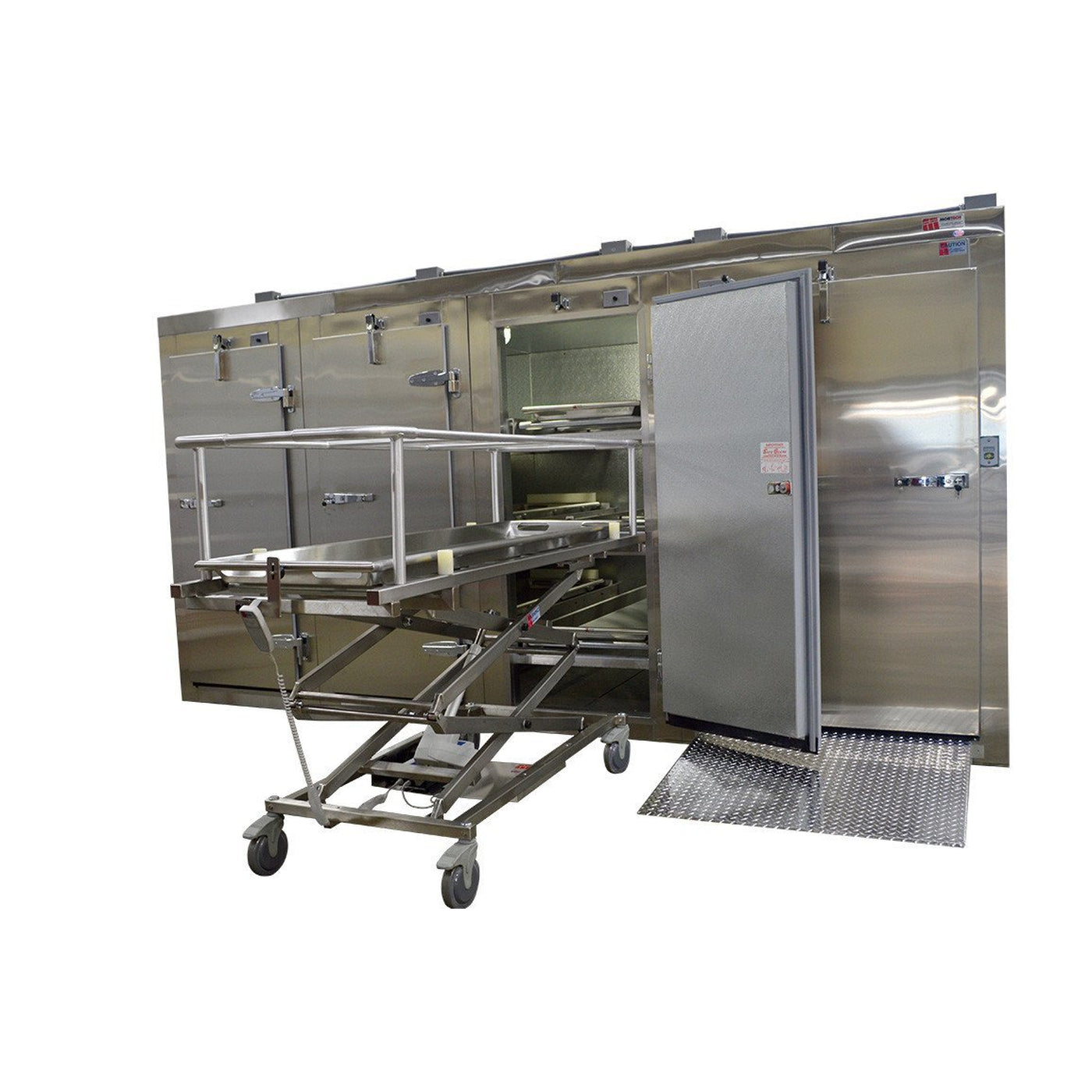 Complete Hospital Body Handling System-Body Transporter-Mortech Manufacturing Company Inc. Quality Stainless Steel Autopsy, Morgue, Funeral Home, Necropsy, Veterinary / Anatomy, Dissection Equipment and Accessories