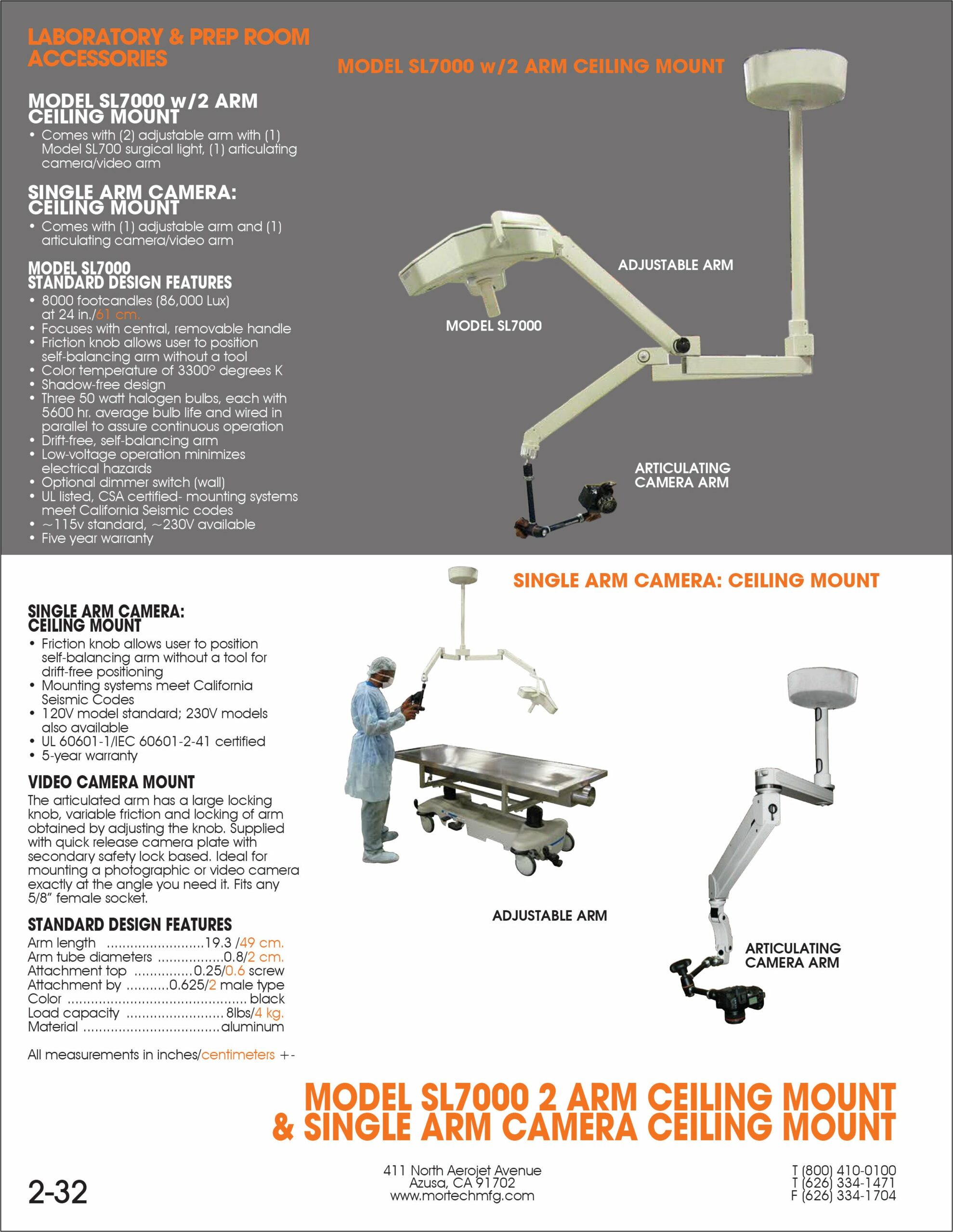 Surgical Light - SL7000-Laboratory Accessory-Mortech Manufacturing Company Inc. Quality Stainless Steel Autopsy, Morgue, Funeral Home, Necropsy, Veterinary / Anatomy, Dissection Equipment and Accessories