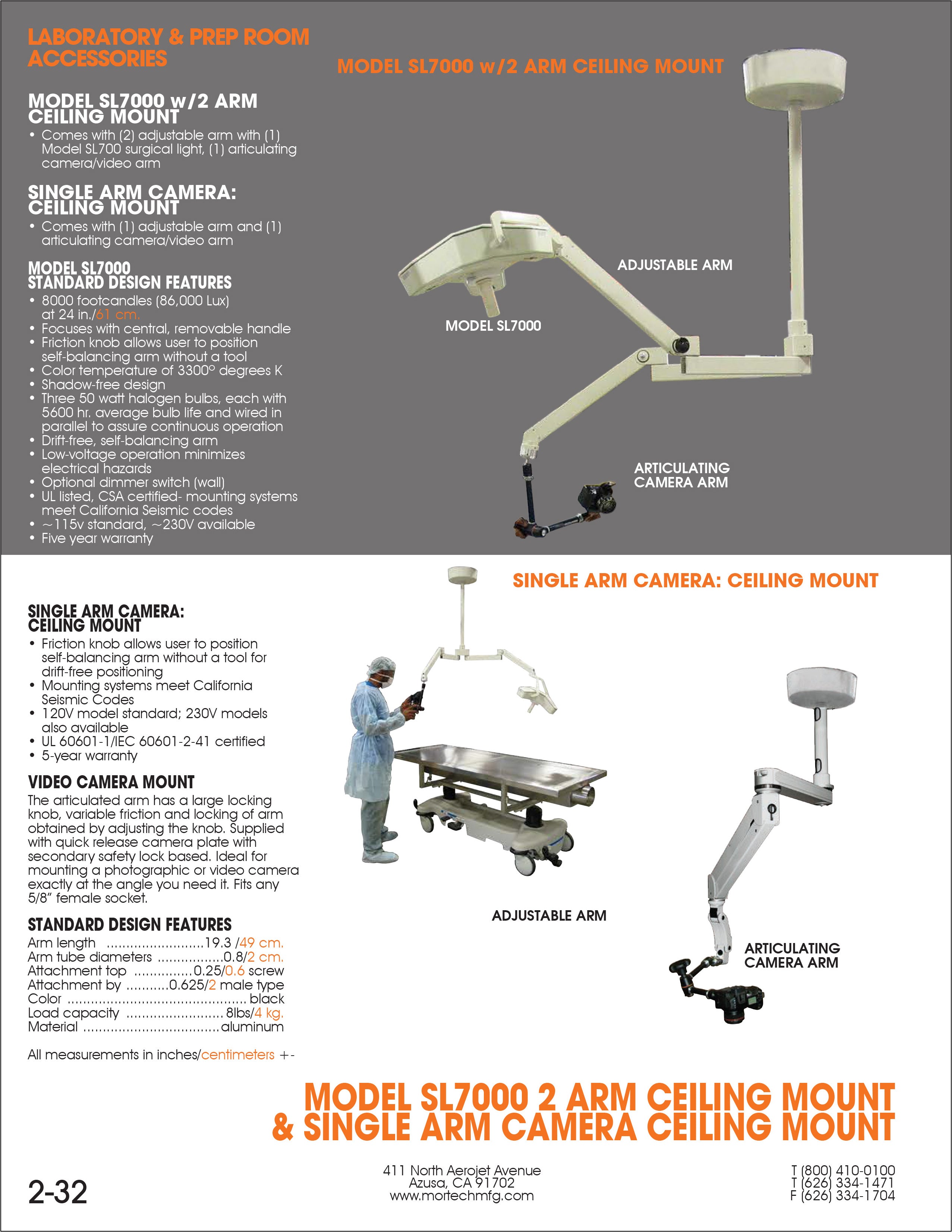 Surgical Light - SL7000-Laboratory Accessory-Mortech Manufacturing Company Inc. Quality Stainless Steel Autopsy, Morgue, Funeral Home, Necropsy, Veterinary / Anatomy, Dissection Equipment and Accessories