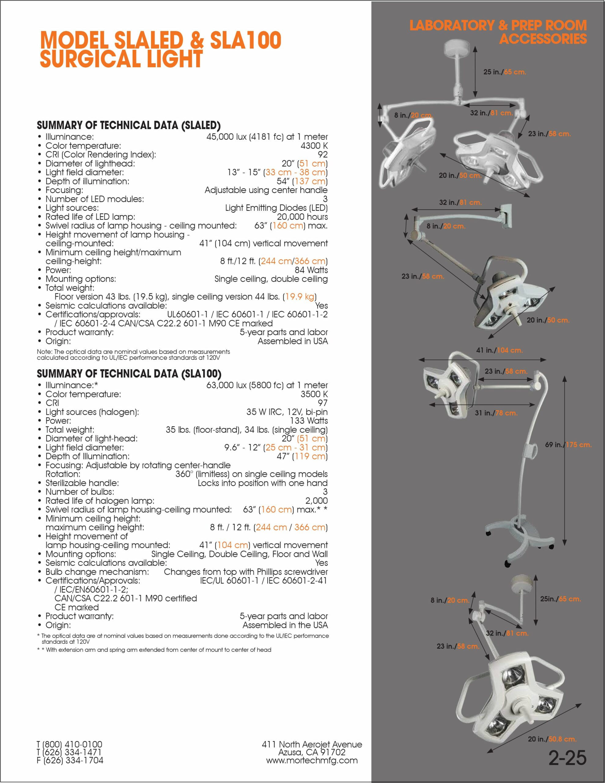 LED Surgical Light - SLALED-Laboratory Accessory-Mortech Manufacturing Company Inc. Quality Stainless Steel Autopsy, Morgue, Funeral Home, Necropsy, Veterinary / Anatomy, Dissection Equipment and Accessories