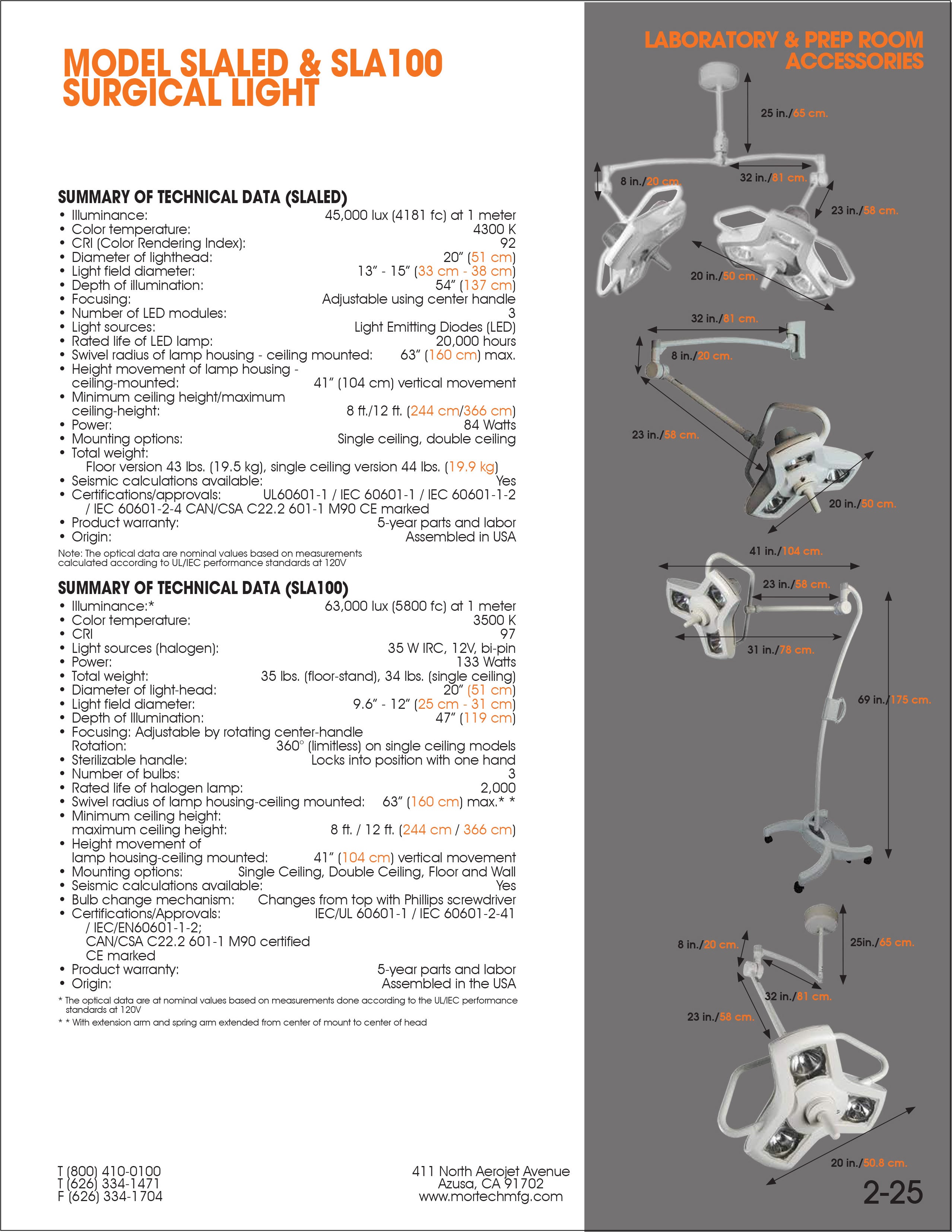LED Surgical Light - SLALED-Laboratory Accessory-Mortech Manufacturing Company Inc. Quality Stainless Steel Autopsy, Morgue, Funeral Home, Necropsy, Veterinary / Anatomy, Dissection Equipment and Accessories