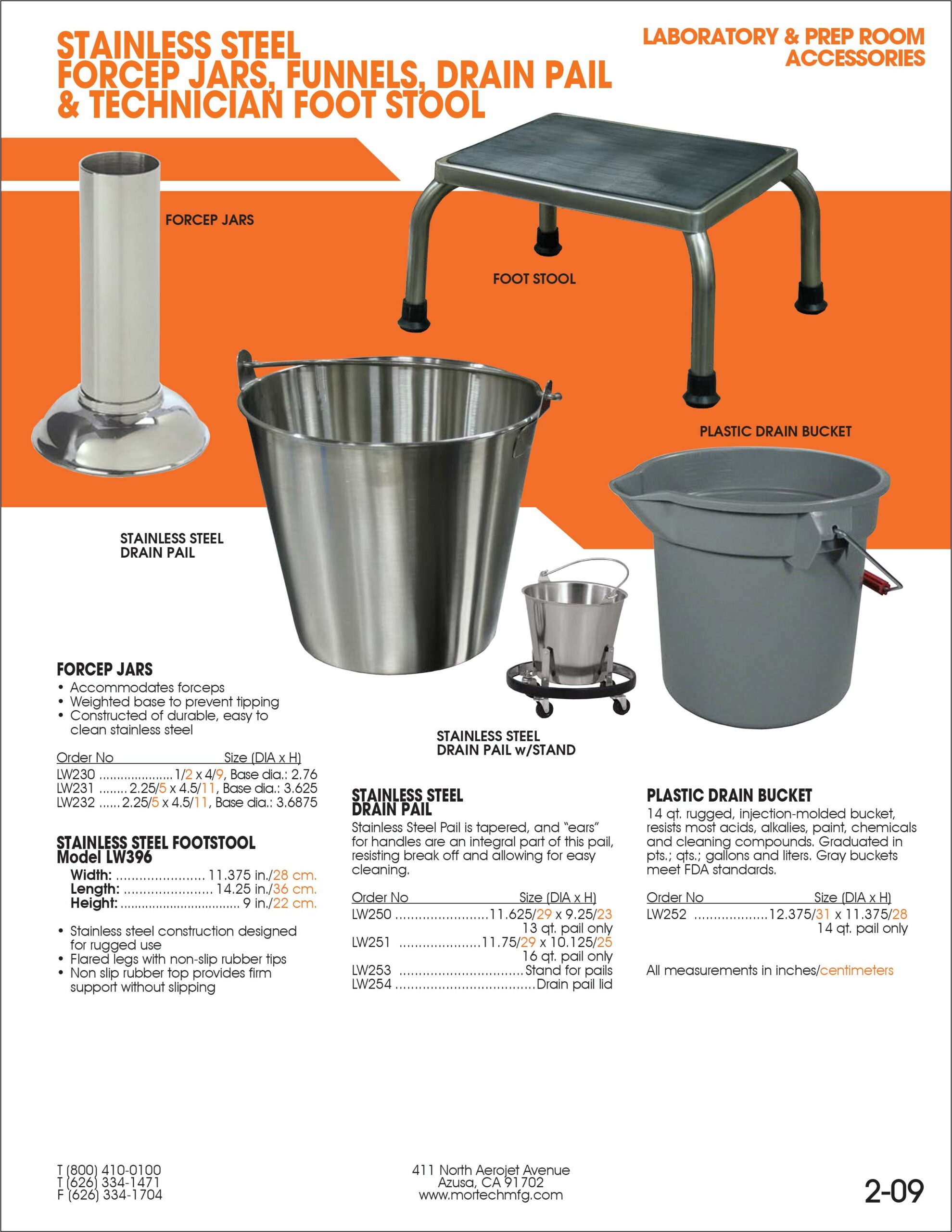 Drain Bucket-Laboratory Accessory-Mortech Manufacturing Company Inc. Quality Stainless Steel Autopsy, Morgue, Funeral Home, Necropsy, Veterinary / Anatomy, Dissection Equipment and Accessories