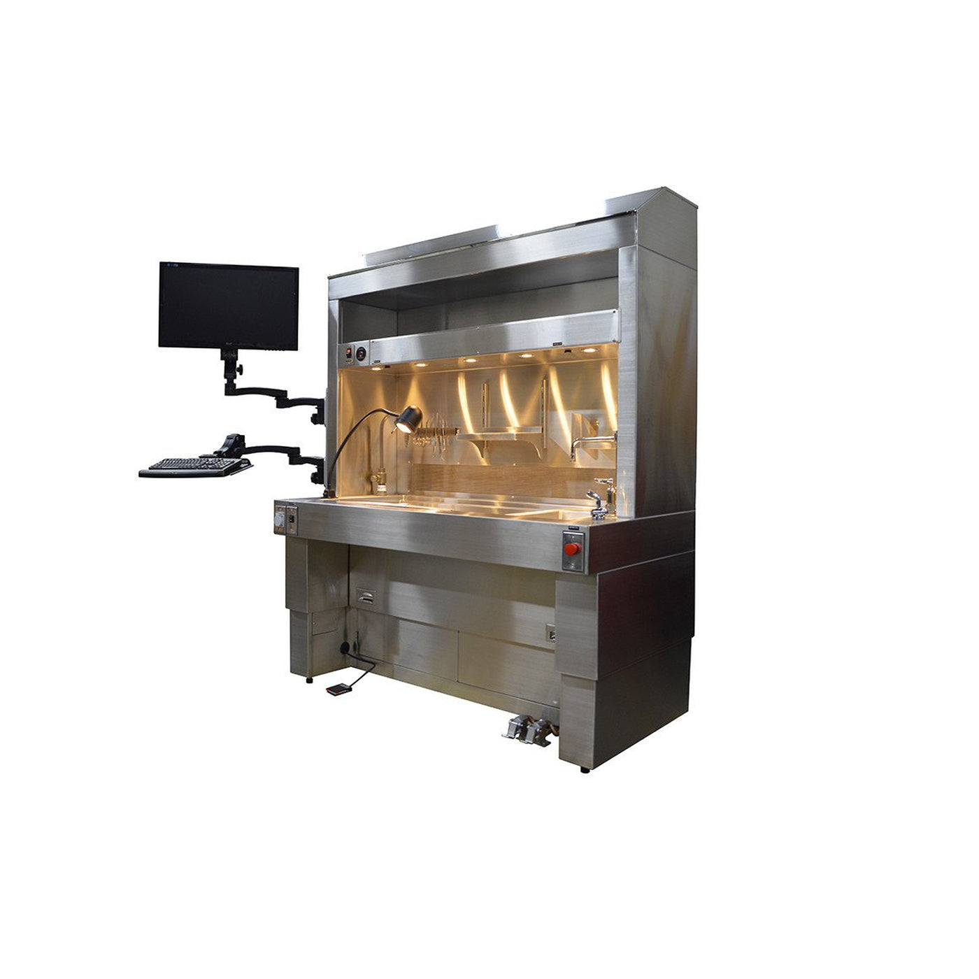 Elevating Pathology Workstation with Downdraft & Backdraft Ventilation-Pathology Grossing Stations-Mortech Manufacturing Company Inc. Quality Stainless Steel Autopsy, Morgue, Funeral Home, Necropsy, Veterinary / Anatomy, Dissection Equipment and Accessories