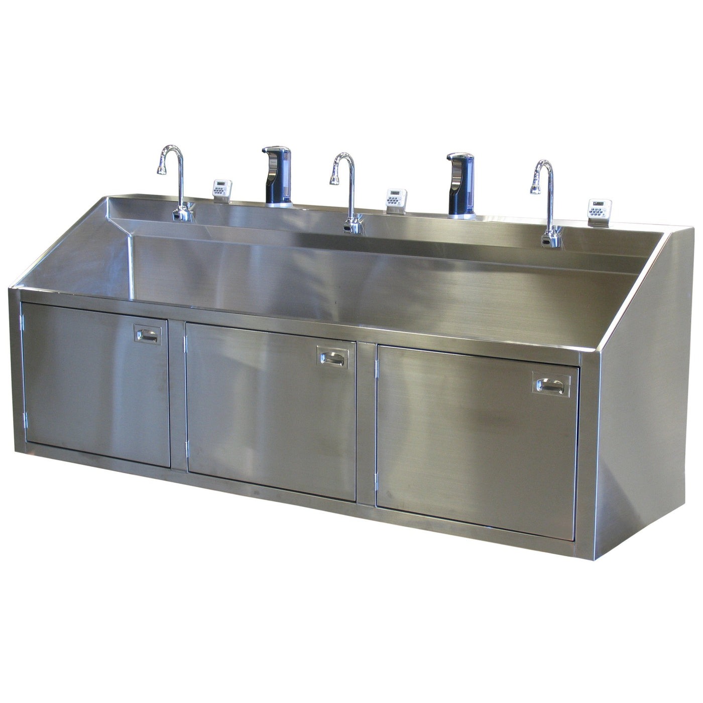 Triple Scrub Station-Sink Station-Mortech Manufacturing Company Inc. Quality Stainless Steel Autopsy, Morgue, Funeral Home, Necropsy, Veterinary / Anatomy, Dissection Equipment and Accessories