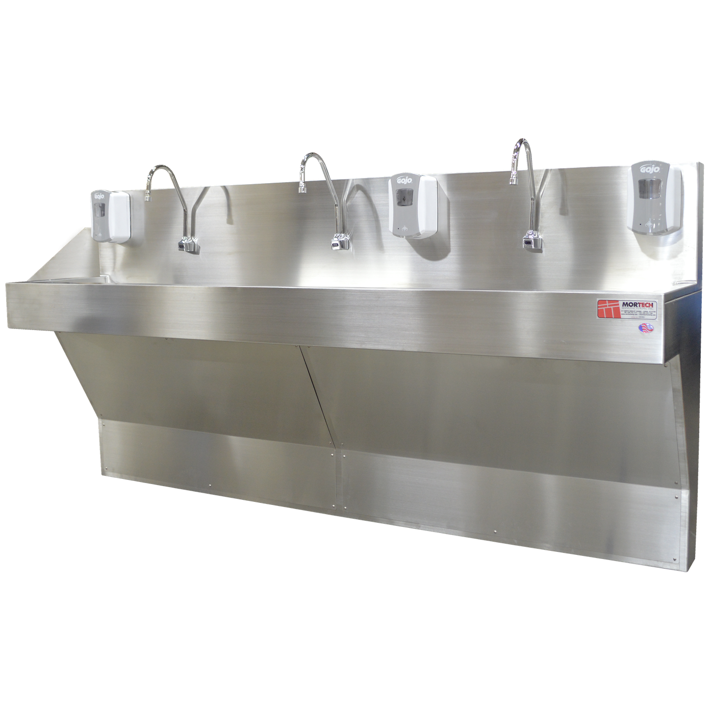 Triple Scrub Station (ADA)-Sink Station-Mortech Manufacturing Company Inc. Quality Stainless Steel Autopsy, Morgue, Funeral Home, Necropsy, Veterinary / Anatomy, Dissection Equipment and Accessories