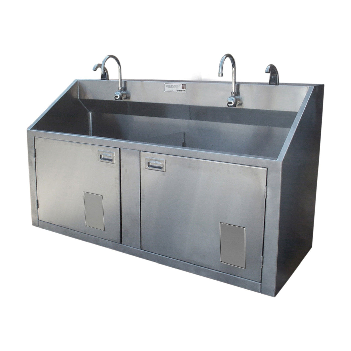 Double Scrub Station-Sink Station-Mortech Manufacturing Company Inc. Quality Stainless Steel Autopsy, Morgue, Funeral Home, Necropsy, Veterinary / Anatomy, Dissection Equipment and Accessories