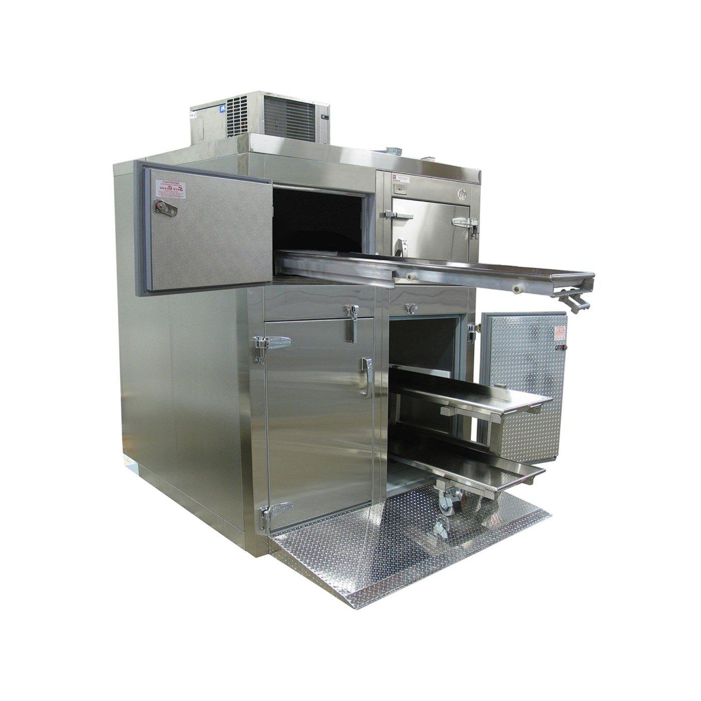 Four or Six Body Tiered Refrigerator-Refrigeration-Mortech Manufacturing Company Inc. Quality Stainless Steel Autopsy, Morgue, Funeral Home, Necropsy, Veterinary / Anatomy, Dissection Equipment and Accessories