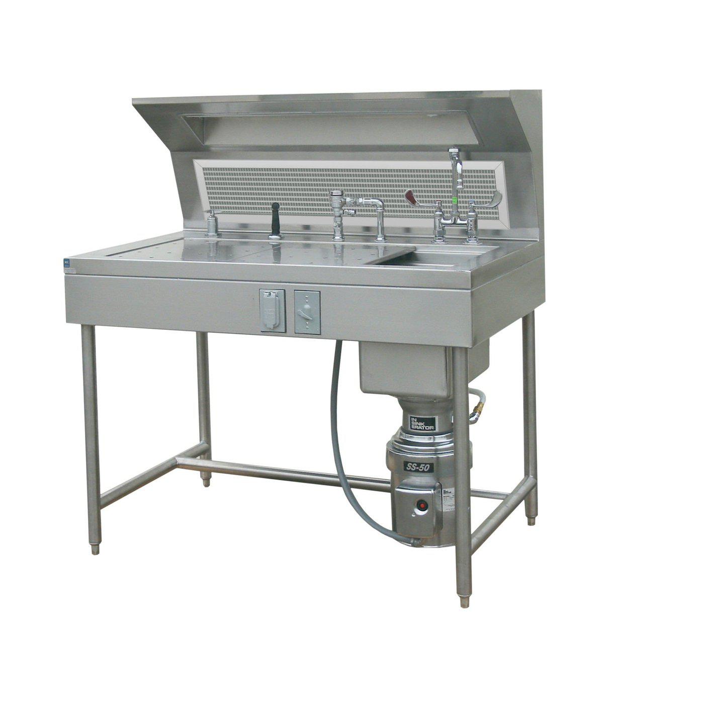 Pathology Workstation with Rear Exhaust-Pathology Grossing Stations-Mortech Manufacturing Company Inc. Quality Stainless Steel Autopsy, Morgue, Funeral Home, Necropsy, Veterinary / Anatomy, Dissection Equipment and Accessories