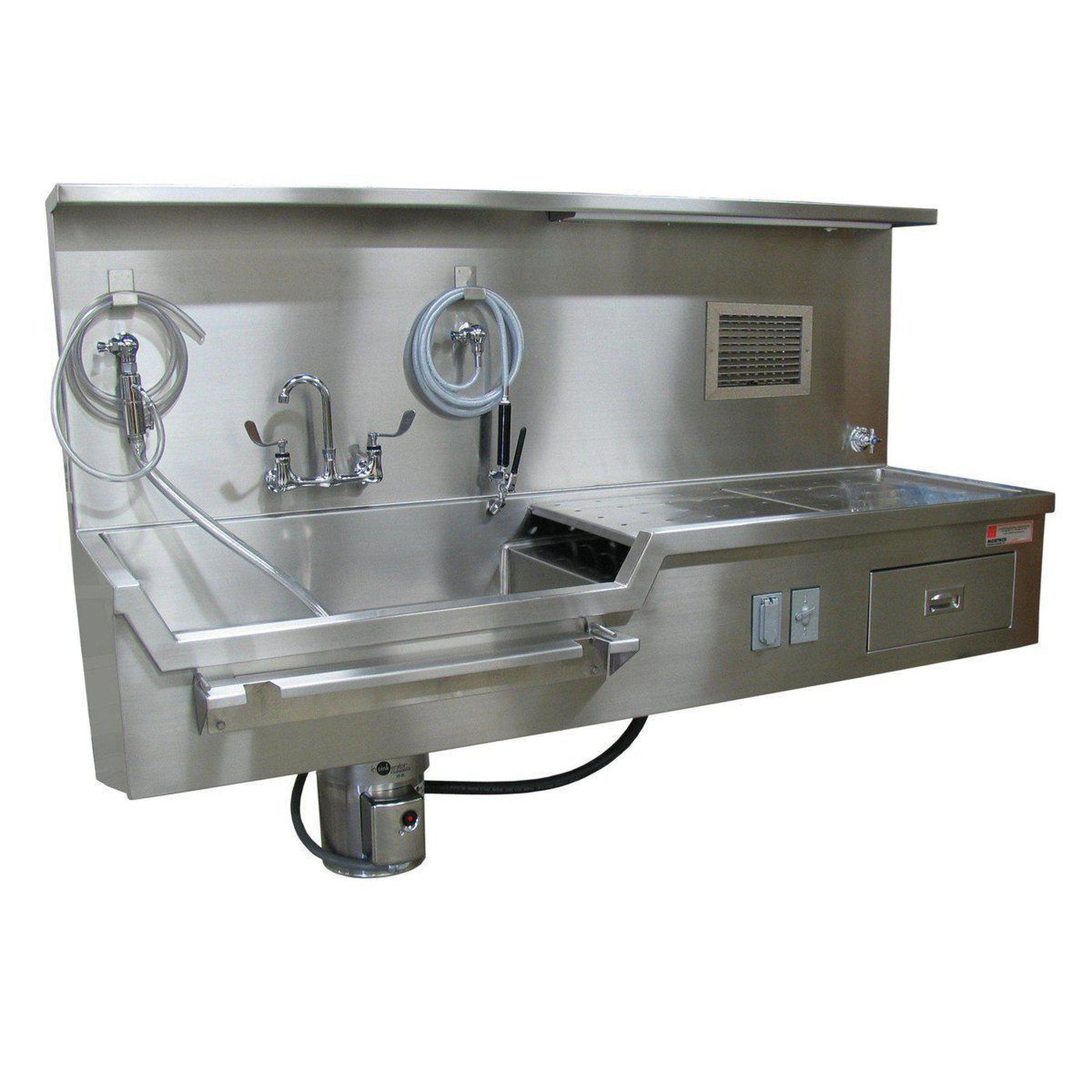 Wall Mount Autopsy Station, Left Sink-Sink Station-Mortech Manufacturing Company Inc. Quality Stainless Steel Autopsy, Morgue, Funeral Home, Necropsy, Veterinary / Anatomy, Dissection Equipment and Accessories