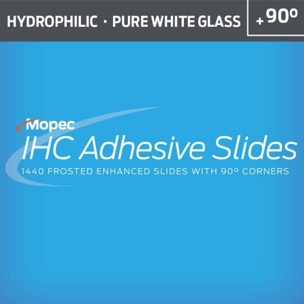 Microscope Slides, IHC, SuperWhite Glass, Hydrophilic, 90 Corners, Case of 1440